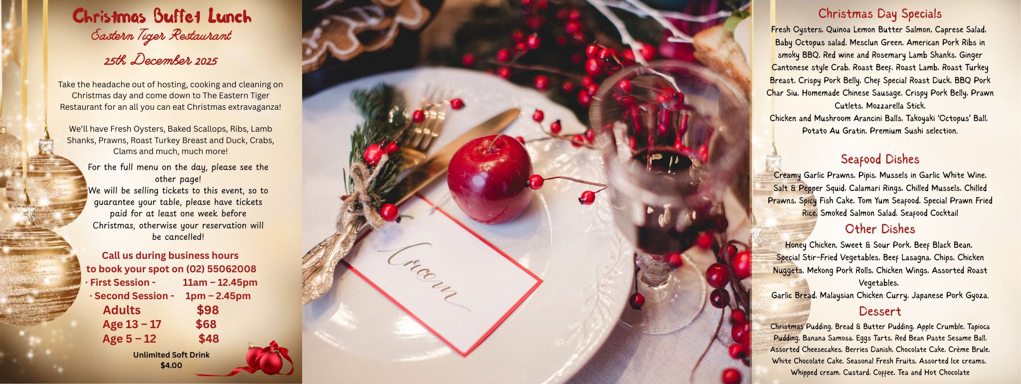 Eastern tiger Forster Bowling Club Buffet Christmas
